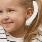 14k Gold Radiant Prong Set CZ 4mm Baby / Toddler / Kids Earrings Safety Screw Back