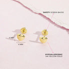 14k Gold Classic Polished Heart Baby / Toddler / Kids Earrings Safety Screw Back