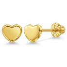 14k Gold Classic Polished Heart Baby / Toddler / Kids Earrings Safety Screw Back