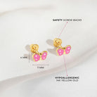 14k Gold Tiny Polka Dot Butterfly Baby / Toddler / Kids Earrings Safety Screw Back Enamel