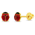 14k Gold Tiny Colorful Ladybug Baby / Toddler / Kids Earrings Safety Screw Back Enamel
