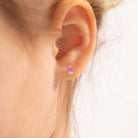 14k Gold Cupcake with Cherry Baby / Toddler / Kids Earrings Safety Screw Back Enamel