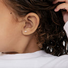 18k Gold Flower Freshwater Pearl Baby / Toddler / Kids Earrings Safety Screw Back