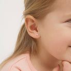 14k Gold Flower Baby / Toddler / Kids Earrings Safety Screw Back Enamel