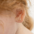 14k Gold Jeweled Butterfly Baby / Toddler / Kids Earrings Safety Screw Back