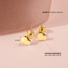14k Gold Polished Heart Baby / Toddler / Kids Earrings Safety Screw Back
