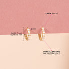 14k Gold Tiny Simulated Pearl Huggie 7mm Baby / Toddler / Kids Earrings Hoop