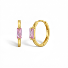 Baguette Cut CZ Huggie 9mm Toddler / Kids / Girls Earrings Hoop - 14k Gold