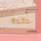 14k Gold Mother of Pearl Flower Toddler / Kids / Girls Earrings Safety Screw Back