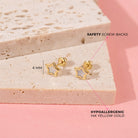 14k Gold Mother of Pearl Star Toddler / Kids / Girls Earrings Safety Screw Back