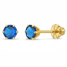 14k Gold Radiant Prong Set CZ 4mm Baby / Toddler / Kids Earrings Safety Screw Back