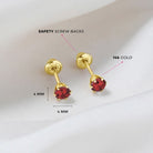 14k Gold Radiant Prong Set CZ 4mm Baby / Toddler / Kids Earrings Safety Screw Back