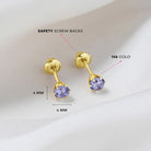 14k Gold Radiant Prong Set CZ 4mm Baby / Toddler / Kids Earrings Safety Screw Back
