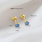 14k Gold Radiant Prong Set CZ 4mm Baby / Toddler / Kids Earrings Safety Screw Back