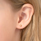 18k Gold CZ Flower Clear Toddler / Kids / Girls Earrings Safety Screw Back