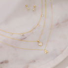 14k Gold Dainty Multicharm Clear CZ 16" Kids / Teen Necklace