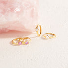 14k Gold Sparkling Heart Kids / Children's / Girls Earrings Hoop