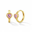 14k Gold Sparkling Heart Kids / Children's / Girls Earrings Hoop