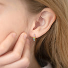 14k Gold Heart Cascade Kids / Children's / Girls Earrings Hoop Enamel