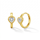 14k Gold Sparkling Heart Kids / Children's / Girls Earrings Hoop