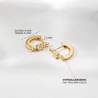14k Gold Polished Front CZ Clear 6mm Baby / Toddler / Kids Earrings Hoop
