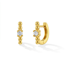 14k Gold Polished Front CZ Clear 6mm Baby / Toddler / Kids Earrings Hoop