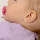 14k Gold CZ Burst Kids / Children's / Girls Earrings Safety Screw Back