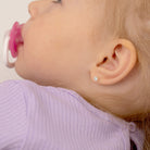 14k Gold CZ Burst Kids / Children's / Girls Earrings Safety Screw Back