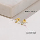 14k Gold CZ Burst Kids / Children's / Girls Earrings Safety Screw Back