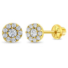 14k Gold CZ Burst Kids / Children's / Girls Earrings Safety Screw Back