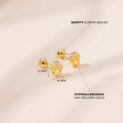 14k Gold Dog Paw Baby / Toddler / Kids Earrings Safety Screw Back