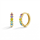 14k Gold Star Cascade Kids / Children's / Girls Earrings Huggie Hoops Enamel