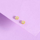 14k Gold Round Bezel Kids / Children's / Girls Earrings Safety Screw Back