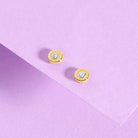 14k Gold Round Bezel Kids / Children's / Girls Earrings Safety Screw Back