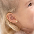 14k Gold Round Bezel Kids / Children's / Girls Earrings Safety Screw Back