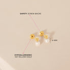 14k Gold Simulated Drop Baby / Toddler / Kids Earrings Safety Screw Back