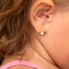 14k Gold Polished Drop Pearl Kids / Children's / Girls Earrings Safety Screw Back