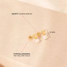 14k Gold Polished Drop Pearl Kids / Children's / Girls Earrings Safety Screw Back