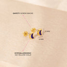 14k Gold Lapis Shaped Baby / Toddler / Kids Earrings Safety Screw Back