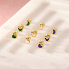 14k Gold Shaped Mother of Pearl Baby / Toddler / Kids Earrings Safety Screw Back