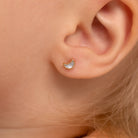 14k Gold Shaped Mother of Pearl Baby / Toddler / Kids Earrings Safety Screw Back