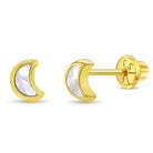14k Gold Shaped Mother of Pearl Baby / Toddler / Kids Earrings Safety Screw Back