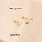 14k Gold Shaped Mother of Pearl Baby / Toddler / Kids Earrings Safety Screw Back