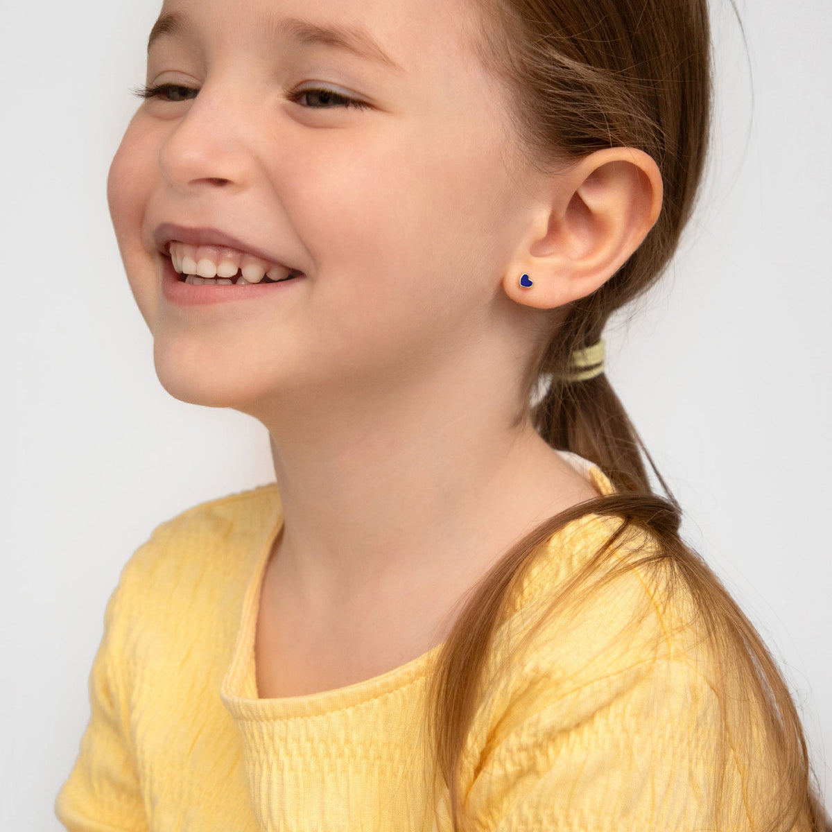 14k Gold Lapis Shaped Baby / Toddler / Kids Earrings Safety Screw Back