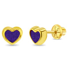14k Gold Lapis Shaped Baby / Toddler / Kids Earrings Safety Screw Back