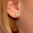 14k Gold Shaped Mother of Pearl Baby / Toddler / Kids Earrings Safety Screw Back