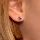 14k Gold Lapis Shaped Baby / Toddler / Kids Earrings Safety Screw Back