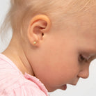 14k Gold Cubic Zirconia Star Kids / Children's / Girls Earrings Safety Screw Back