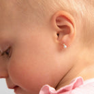 14k Gold Pearl With CZ Drop Toddler / Kids / Girls Earrings Safety Screw Back