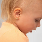 14k Gold Diamond Cut Heart Toddler / Kids / Girls Earrings Safety Screw Back